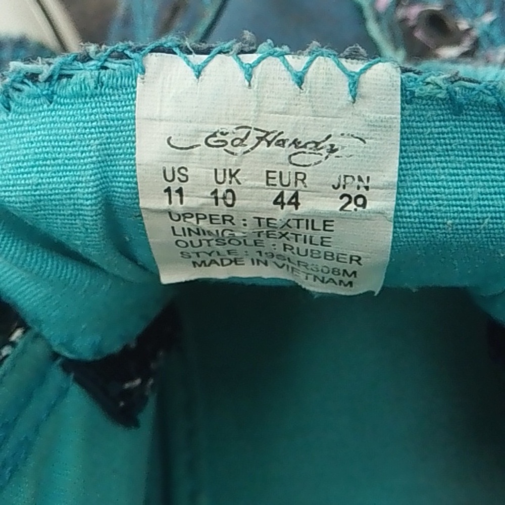 Vintage Ed Hardy Women's Teal and White Sneakers Size 11 - Picture 10 of 10